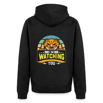 Bearded Dragon I'm Watching You Herpetology Lizard - Unisex Premium Organic Zip Hoodie - black - Back - Nico (187cm)