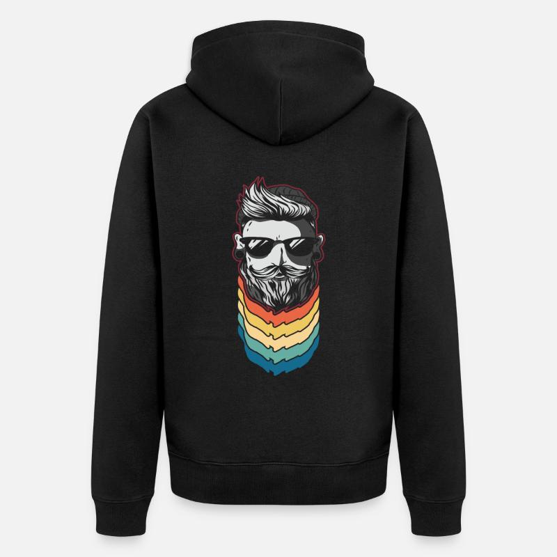 Beard Lover Bearded Man Retro - Unisex Premium Bio Zip Hoodie - Schwarz