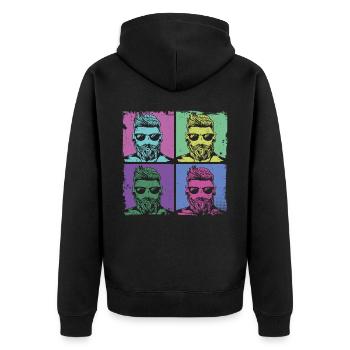 Beard Lover Bearded Man Retro - Unisex Premium Bio Zip Hoodie - Schwarz - Hinten - Nico (187cm)