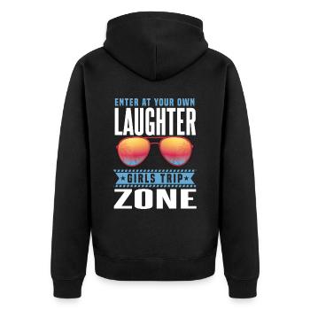 Funny Girls Trip - Unisex Premium Organic Zip Hoodie - black - Back - Nico (187cm)