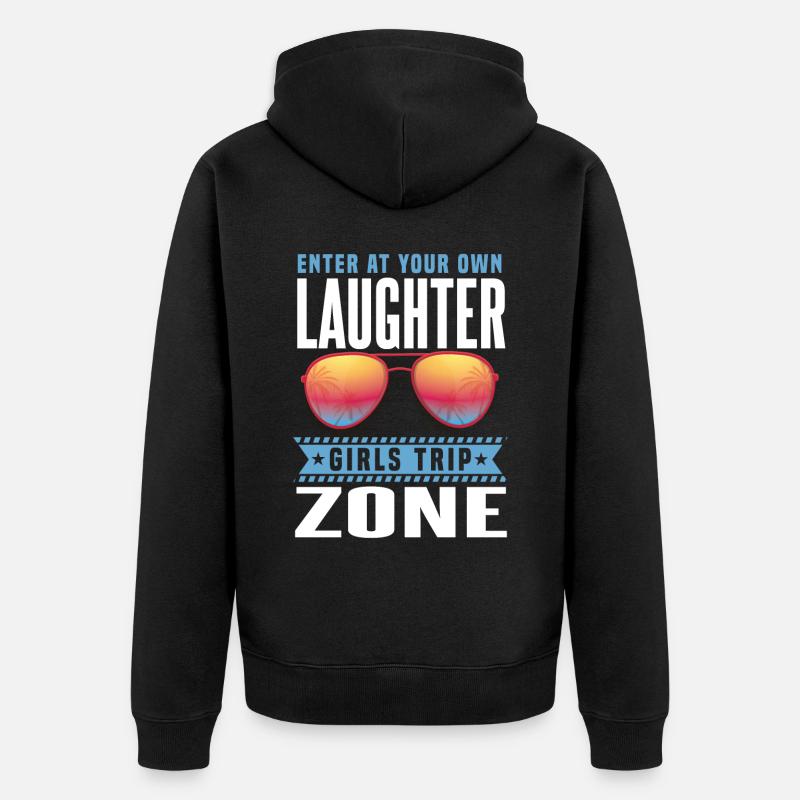 Lustige Mädchen-Reise - Unisex Premium Bio Zip Hoodie - Schwarz