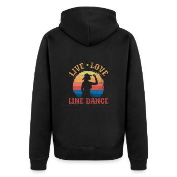 Linedance - Unisex Premium Bio Zip Hoodie - Schwarz - Hinten - Nico (187cm)