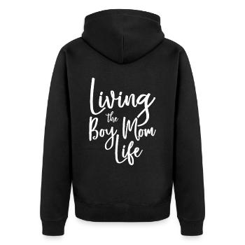 Mutter Von Jungs Beste Mama aller Zeiten - Unisex Premium Bio Zip Hoodie - Schwarz - Hinten - Nico (187cm)