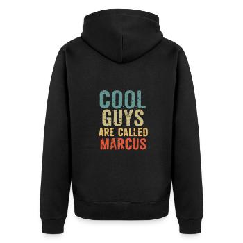 Cool guys are called Marcus - Unisex Premium Organic Zip Hoodie - black - Back - Nico (187cm)