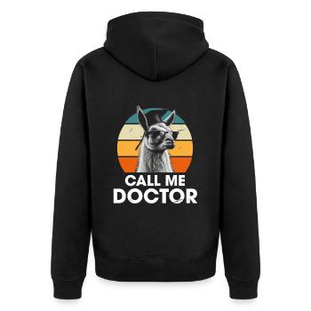 Call Me Doctor Doktor Ph.D Studium - Unisex Premium Bio Zip Hoodie - Schwarz - Hinten - Nico (187cm)