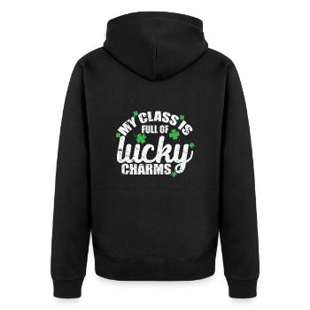 My Class is Full of Lucky Charms St. Patrick's Day - Unisex Premium Organic Zip Hoodie - black - Back - Nico (187cm)