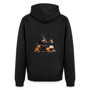 Chat sorcière et vin pour le voyage ultime des filles - Veste à capuche bio Premium Unisexe - noir - Dos - Nico (187cm)