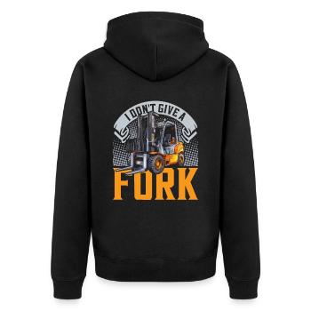 Gabelstaplerfahrer I Don't Give A Fork - Unisex Premium Bio Zip Hoodie - Schwarz - Hinten - Nico (187cm)