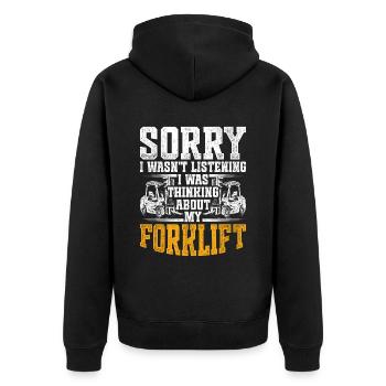 Forklift driver Forklift driver - Unisex Premium Organic Zip Hoodie - black - Back - Nico (187cm)