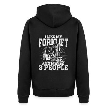Forklift driver Forklift driver - Unisex Premium Organic Zip Hoodie - black - Back - Nico (187cm)