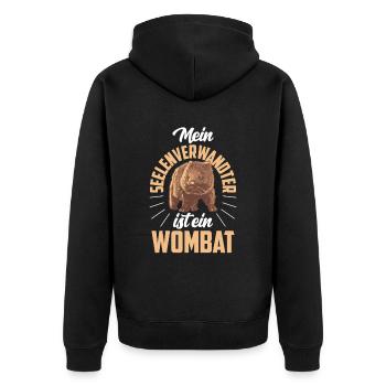 Wombat ist Seelenverwandter Australien Beuteltier - Unisex Premium Bio Zip Hoodie - Schwarz - Hinten - Nico (187cm)