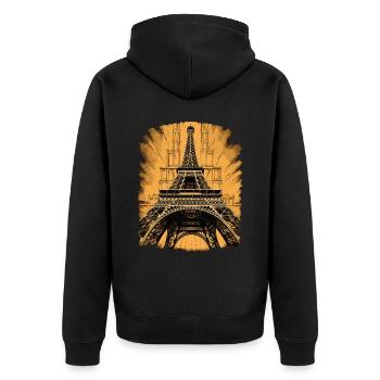 Ikonischer Eiffelturm Pariser Architekturromantik - Unisex Premium Bio Zip Hoodie - Schwarz - Hinten - Nico (187cm)