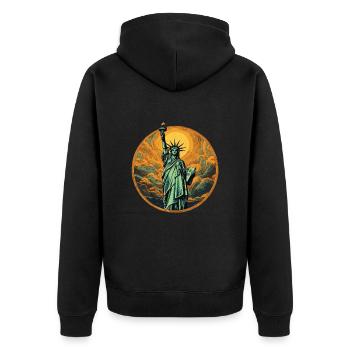 Lady Liberty symbol of freedom and democracy - Unisex Premium Organic Zip Hoodie - black - Back - Nico (187cm)