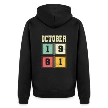 42ème Anniversaire Octobre Millésime 1981 - Veste à capuche bio Premium Unisexe - noir - Dos - Nico (187cm)