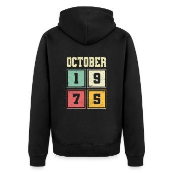 48ème anniversaire Octobre Millésime 1975 Millésime - Veste à capuche bio Premium Unisexe - noir - Dos - Nico (187cm)