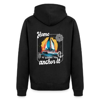 Catamaran voilier voilier voile saillier yacht ancre - Veste à capuche bio Premium Unisexe - noir - Dos - Nico (187cm)