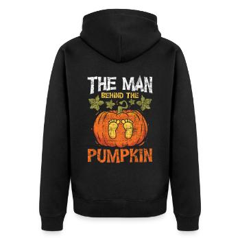 The Man Behind The Pumpkin - Unisex Premium Organic Zip Hoodie - black - Back - Nico (187cm)