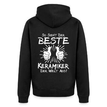 Bester Keramiker - Unisex Premium Bio Zip Hoodie - Schwarz - Hinten - Nico (187cm)