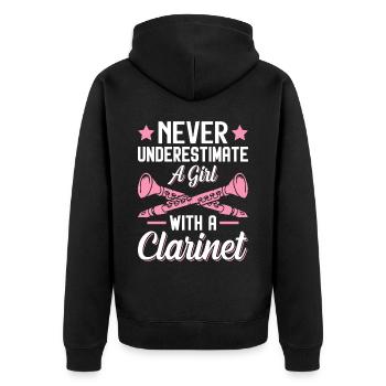 Lustiger Spieler Klarinettist - Unisex Premium Bio Zip Hoodie - Schwarz - Hinten - Nico (187cm)