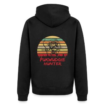 Mythical Monster - Cryptide Monster - Pukwudgie - Unisex Premium Organic Zip Hoodie - black - Back - Nico (187cm)