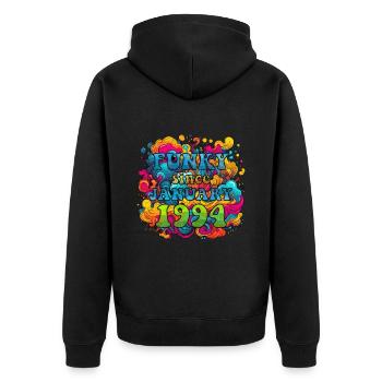 Funky Geburtstag: Januar 1994 - Psychadelic - Unisex Premium Bio Zip Hoodie - Schwarz - Hinten - Nico (187cm)