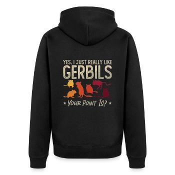 Gerbil Yes I Just Really Like Gerbils Racing Rat - Unisex Premium Organic Zip Hoodie - black - Back - Nico (187cm)