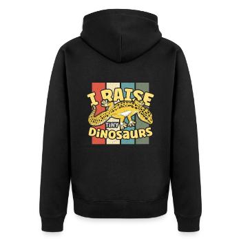 Leopard Gecko I Raise Tiny Dinosaurs Retro Reptile - Unisex Premium Bio Zip Hoodie - Schwarz - Hinten - Nico (187cm)