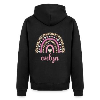Evelyn Regenbogen Name Geburtstag Evelyn - Unisex Premium Bio Zip Hoodie - Schwarz - Hinten - Nico (187cm)