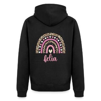 Felia Regenbogen Name Geburtstag Felia - Unisex Premium Bio Zip Hoodie - Schwarz - Hinten - Nico (187cm)
