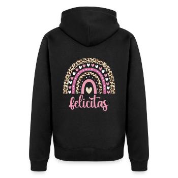 Felicitas Regenbogen Name Geburtstag Felicitas - Unisex Premium Bio Zip Hoodie - Schwarz - Hinten - Nico (187cm)
