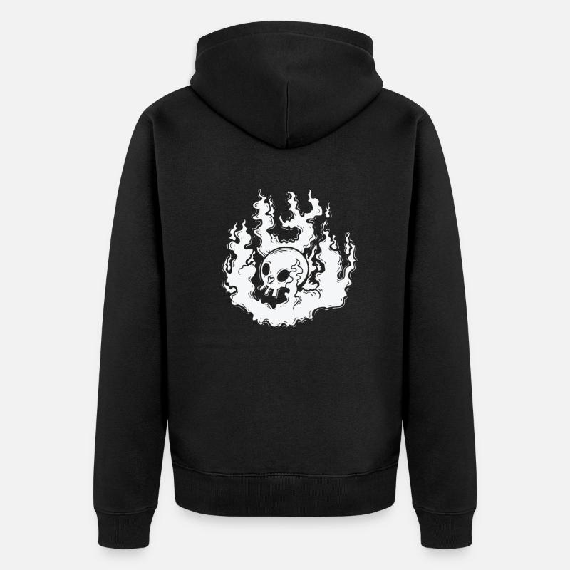 Burning Bone Skull Gothic Styl - Veste à capuche bio Premium Unisexe - noir