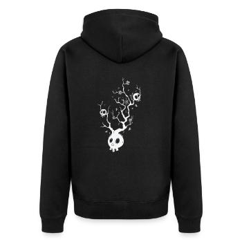 Knochenschädelbaum Grusel Gothic Styl - Unisex Premium Bio Zip Hoodie - Schwarz - Hinten - Nico (187cm)