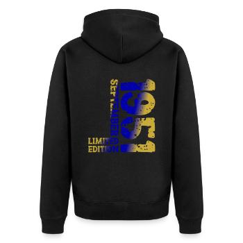 1951 September Limited Edition 72nd Birthday Deco - Unisex Premium Organic Zip Hoodie - black - Back - Nico (187cm)
