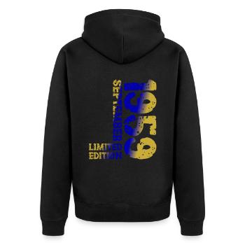 1959 September Limited Edition 64th Birthday Decoration - Unisex Premium Organic Zip Hoodie - black - Back - Nico (187cm)