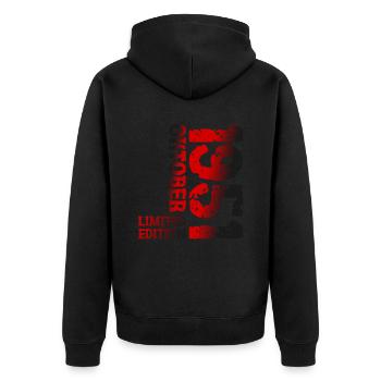 1951 Oktober Limited Edition 72. Geburtstag Deko - Unisex Premium Bio Zip Hoodie - Schwarz - Hinten - Nico (187cm)