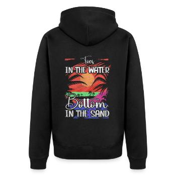 Toes In The Water Bottom in the Sand Strand Urlaub - Unisex Premium Bio Zip Hoodie - Schwarz - Hinten - Nico (187cm)
