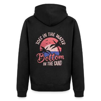 Toes In The Water Bottom in the Sand Strand Urlaub - Unisex Premium Bio Zip Hoodie - Schwarz - Hinten - Nico (187cm)