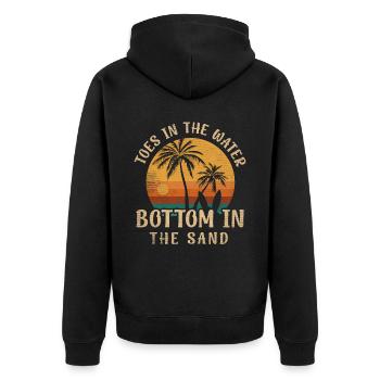 Toes In The Water Bottom in the Sand Strand Urlaub - Unisex Premium Bio Zip Hoodie - Schwarz - Hinten - Nico (187cm)