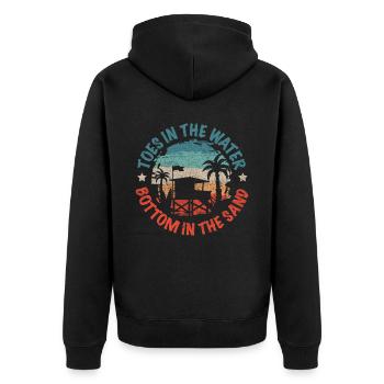 Toes In The Water Bottom in the Sand Strand Urlaub - Unisex Premium Bio Zip Hoodie - Schwarz - Hinten - Nico (187cm)