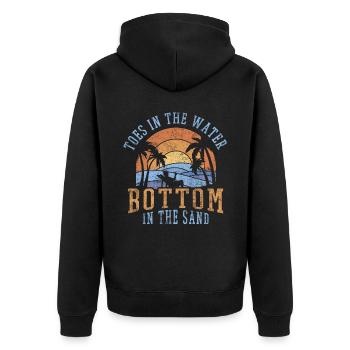 Toes In The Water Bottom in the Sand Strand Urlaub - Unisex Premium Bio Zip Hoodie - Schwarz - Hinten - Nico (187cm)