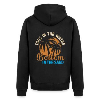 Toes In The Water Bottom in the Sand Strand Urlaub - Unisex Premium Bio Zip Hoodie - Schwarz - Hinten - Nico (187cm)