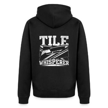 Bodenleger Fliesenleger Tile Whisperer - Unisex Premium Bio Zip Hoodie - Schwarz - Hinten - Nico (187cm)