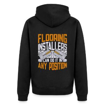 Bodenleger Fliesenleger Estrichleger - Unisex Premium Bio Zip Hoodie - Schwarz - Hinten - Nico (187cm)