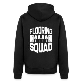 Bodenleger Fliesenleger Flooring Squad - Unisex Premium Bio Zip Hoodie - Schwarz - Hinten - Nico (187cm)