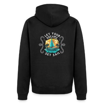 Sailor Sailboat Sailing Ship Sailing Yacht - Unisex Premium Organic Zip Hoodie - black - Back - Nico (187cm)