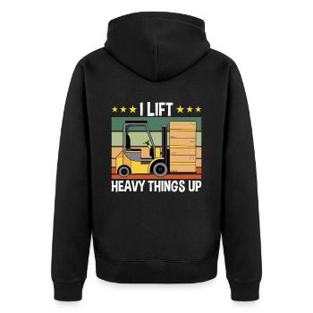 Lift Heavy Things Forklift Driver - Unisex Premium Organic Zip Hoodie - black - Back - Nico (187cm)