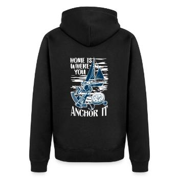 Segler Segelboot Zubehör Segelschiff - Unisex Premium Bio Zip Hoodie - Schwarz - Hinten - Nico (187cm)