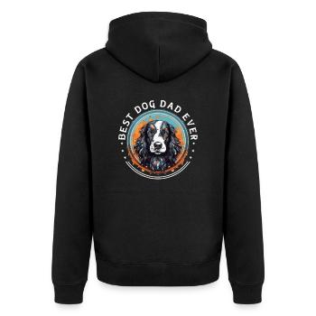 Hunde-Papa Hunderasse Englisch Springer-Spaniel - Unisex Premium Bio Zip Hoodie - Schwarz - Hinten - Nico (187cm)