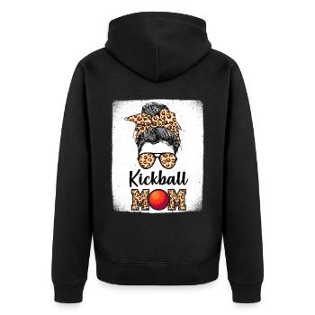 Kickball Spieler Mama - Unisex Premium Bio Zip Hoodie - Schwarz - Hinten - Nico (187cm)