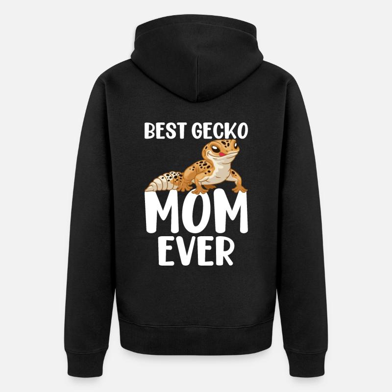 Leopard Eidechse Reptil - Unisex Premium Bio Zip Hoodie - Schwarz